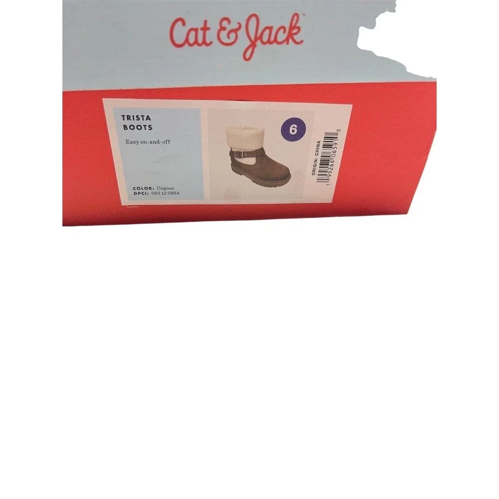 Cat & Jack‎ Trista Toddler Girls Ankle Boots Brown Buckle Side Zip Size 6